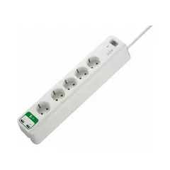 APC PM5U-GR SurgeArrest For Home/Office Surge Protector, 5x CEE 7/7 Schuko Outlet, 918 Joules, 2x USB Type-A Ports - White