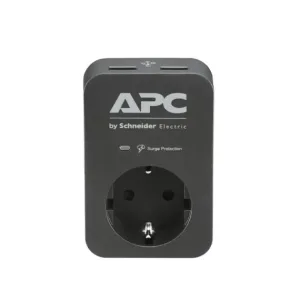 APC PME1WU2B-GR SurgeArrest Essential, With 1 Outlet and 2 USB Ports, 230V - Black